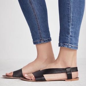 Free People Under Wraps Flat Black Leather Sandals